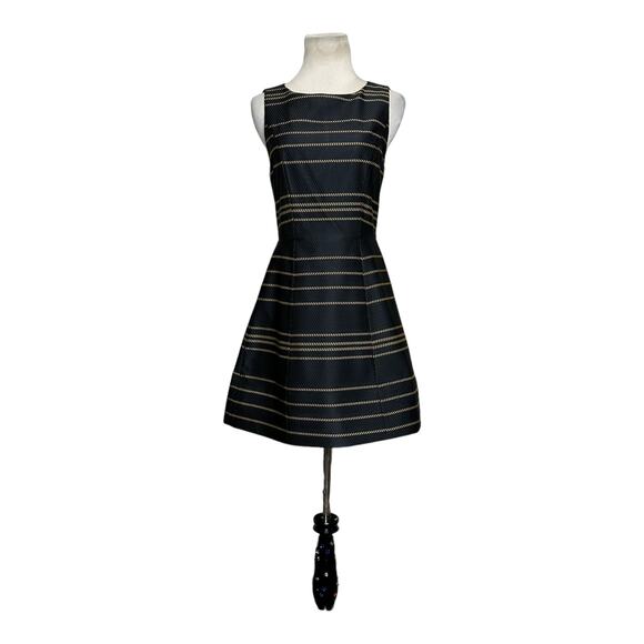 Alice + Olivia Black Gold Lindsey Structured A Line Cocktail Dress size 4